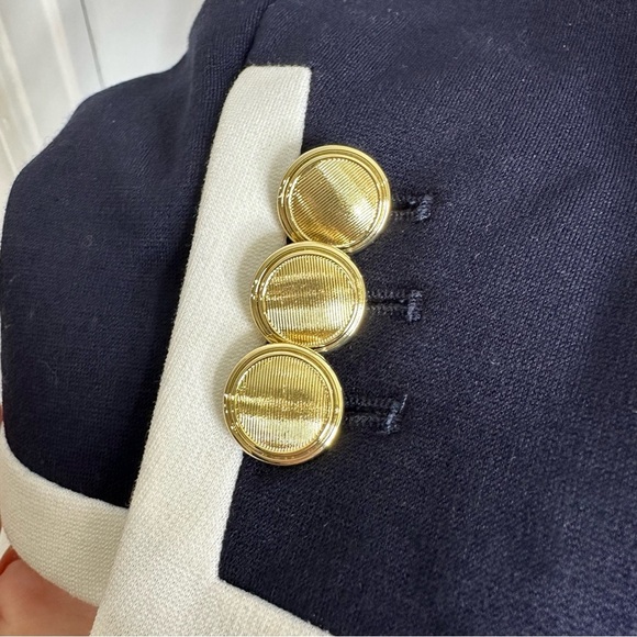 Talbots Womens Luxe Italian Knit Banded Blazer Size 14P Navy Career Old Money - Picture 10 of 10